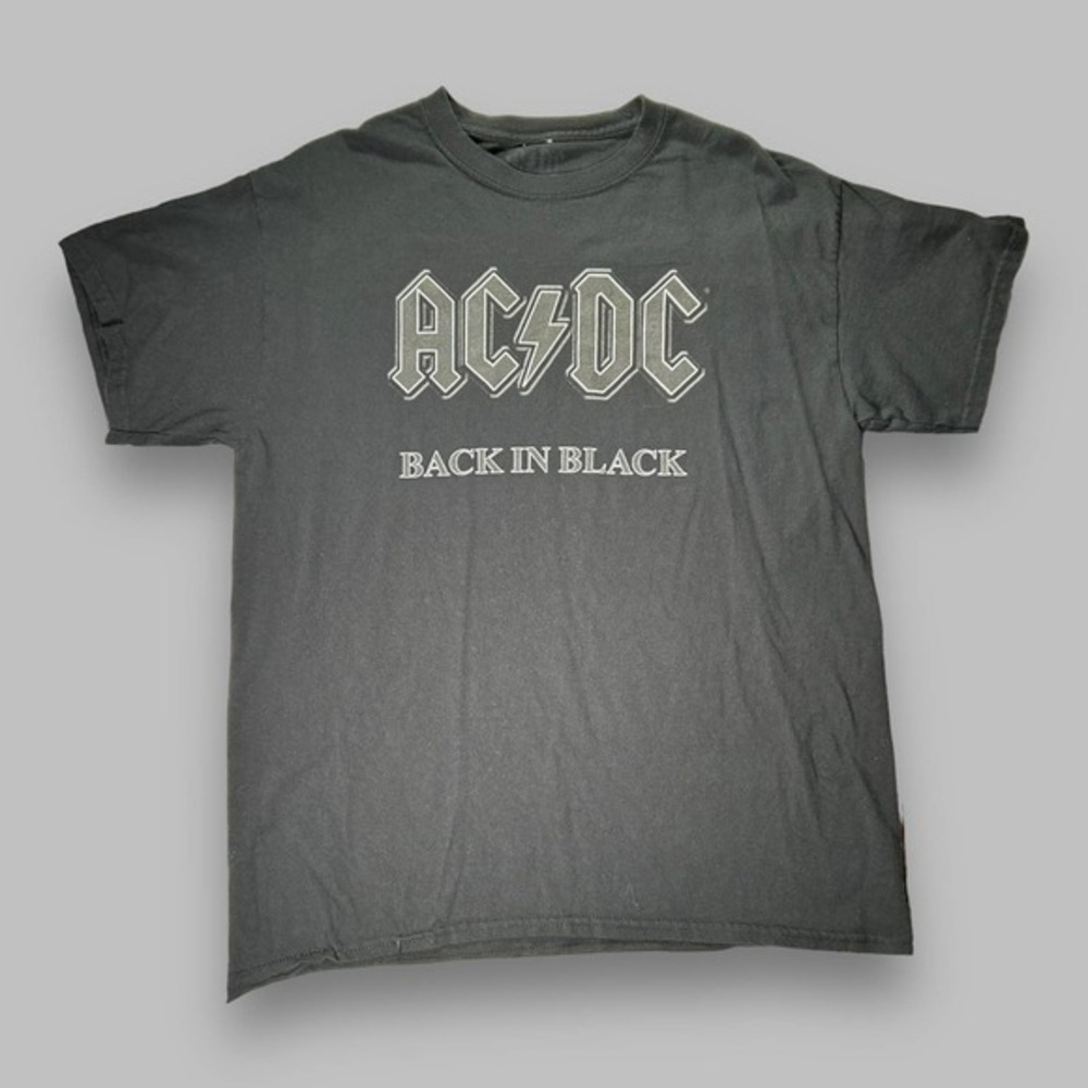 AC/DC Back in Black Black Graphic Rock Album Graphic Tee Sz L/XL - "Clifford"